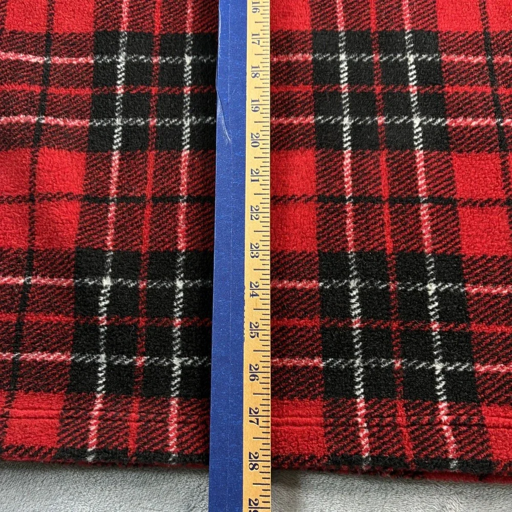 Lauren Ralph Lauren 1/4 Zip Plaid Fleece Men's Medium Red Tartan USA‎ Made VTG